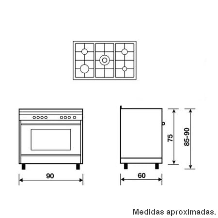 PACK SOLTHERMIC F9L50E5RI COCINA GAS CON HORNO ELECTRICO INOX/ANCHO 90 CMS / 5 FUEGOS/HORNO PANORAMICO 115 L. + FRIGO COMBI 1,85 INOX NO FROST CON DISPENSADOR - imagen 6