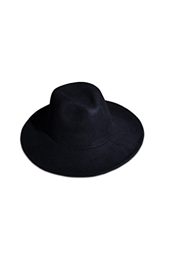 Byther Men's Fashion Noir Wool Felt Hat Chic Black Urban Fedora Circumference 22.4 In #TOP2