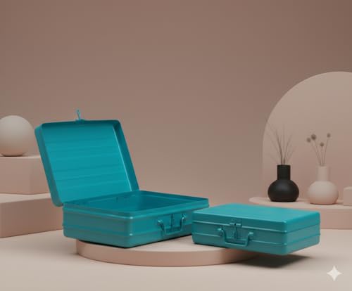 Image of JAYCO Aluminum Storage Box /Treasure Chest /Currency Money Box - 12 inch Medium Size (30 cm x 21 cm x 10 cm, Green)