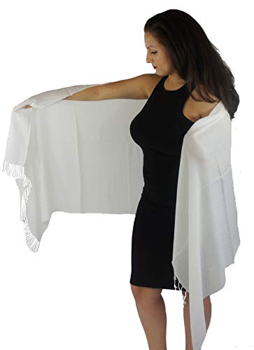 Solid Pashmina Shawl, Scarf, Wrap & Stole (Large size) Ivory