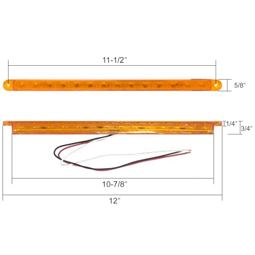 12" 14 LED Light Strip Amber/Amber Compatible with Kenworth Compatible with Peterbilt Compatible with Freightliner Fits Western Star Fits Mack Truck Headlight Bezels - Pair by NIUPARTS - Used condition - Image 5