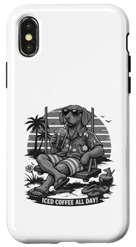 �X�C���O�ŃA�C�X�R�[�q�[������Vizsla b&w DIGOR Funny �X�}�z�P�[�X iPhone X/XS �p