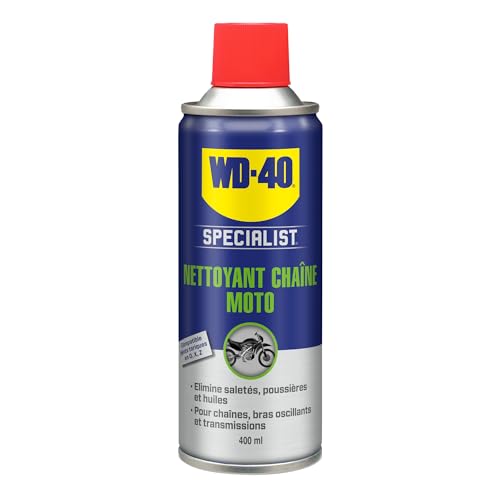 WD-40 Specialist Moto • Nettoyant Chaîne • Aérosol • Sèche rapidement • Ne laisse pas de résidus • Aide à réduire l'usure • 400 ML