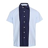 Neon Lounge Herren Himmel-/Marineblaues Bowling Shirt L