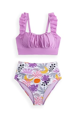 Mrkeung Bikini de 2 piezas para mujer, conjunto de bikini con volantes Push-up acolchado de cintura alta para mujeres, Verde, L