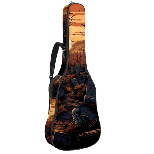 Étui pour guitare acoustique rembourré 104,1 cm imperméable tissu Oxford Halloween Cimetière