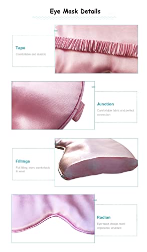Silk Sleeping Eye Mask For Women Night Sleep Travel Nap Yoga Smooth Soft Comfortable Eye Cover Ear Plugs Hair Tie Storage Bag (Red) #TOP2