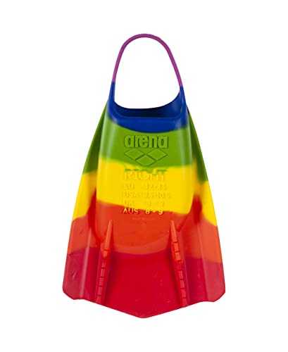 Image of Arena Unisex Adult Powerfin Pro II Swim Training Fins Men and Women Silicone Short Blade Flippers Left /Right Customized, Arena Pride, Size 4.5-5.5