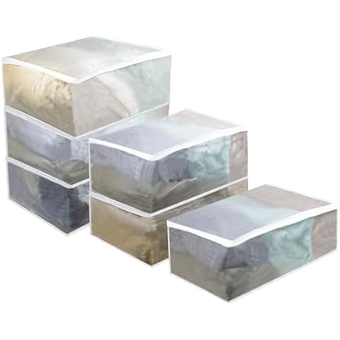 Fordonral Set of 6 Clear Clothes Storage Bags Large Thicken Clothes Organizer Bins for Blanket,Sheets,Quilt,Folded Clothes,Sweater,Jeans, Closet Organizers and Storage 6×60L Cover