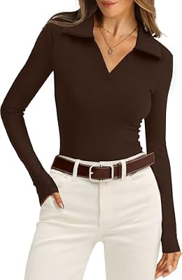 WIHOLL Fall Outfits for Women 2026 Fashion Long Sleeve Shirts Business Casual Tops V Neck Old Money...