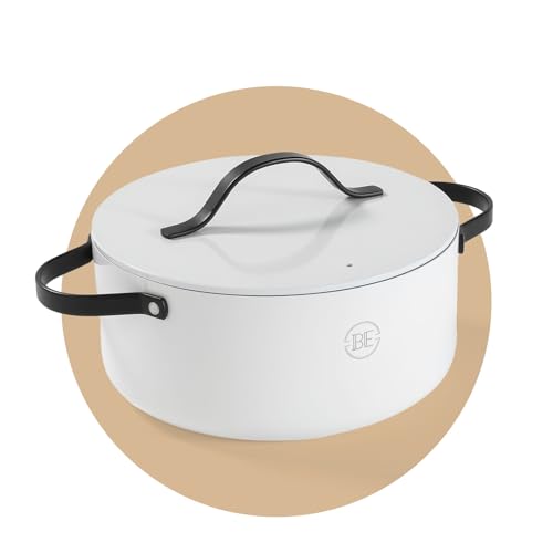 Be Living Essential Kochtopf mit Deckel Ø 24 cm (4 L) mit Deckel, Induktion Schmortopf, Non Stick Keramik Antihaft, Ohne ptfe und pfoa, Weiß