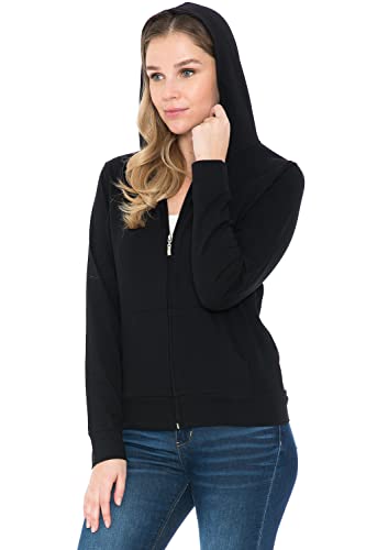 Ah Joeah Women's Hoodie Jacket - Full Zip Up Slim Fit Hooded Top Lightweight Stretch Active Yoga Workout Sweatshirt Pullover Sj4001 Black S #TOP2