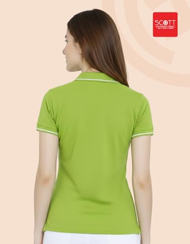 Image of Scott International Women's Cotton Polo T-Shirt | Half Sleeve Plain Collar Tee | Stylish Casual Top | Plain T-Shirt for Girls | Workwear for Office & Casual Wear