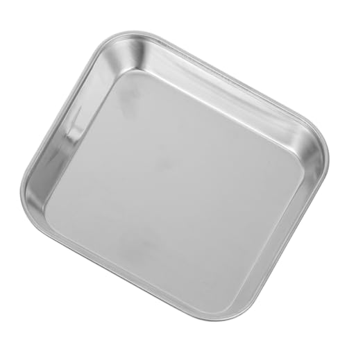 VOSAREA Stainless Steel Serving Plate Small Square Salad Tray for Appetizers Desserts and Pizza and Easy to Clean for Picnics and Camping