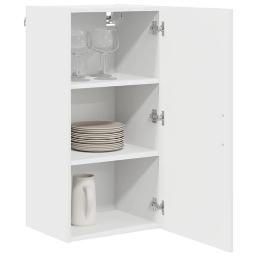 vidaXL Kitchen Wall Cabinet with Door High Gloss White 40 x 31 x 80 cm, Modern Rectangular Kitchen Cabinet, Ample Storage Wall-Mounted Unit, Contemporary Organizer for Home Renovation