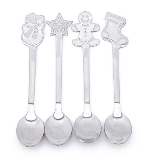 Eleusine 4 Stücke Weihnachtslöffel Einstellen Weihnachten Kreative Edelstahl Kaffeelöffel Teelöffel Dessert Snacks Teelöffel Cover