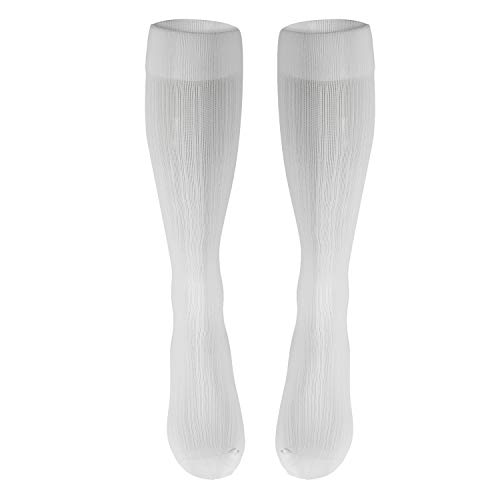 Image of Truform Compression Socks, 15-20 mmHg, Women's Dress Socks, Knee High Over Calf Length, White Rib Knit, Small (Pack of 2)