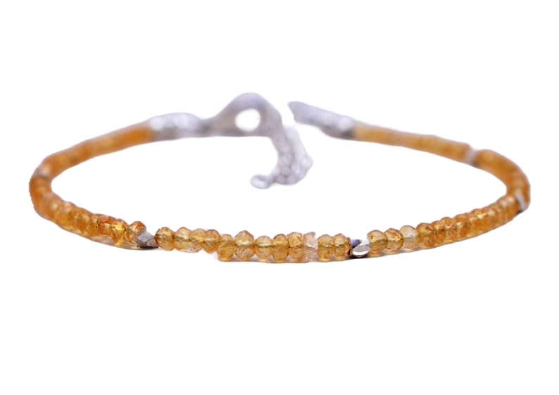 Bracelet en cornaline et argent 925 LKBEADS gemme facettée 18cm