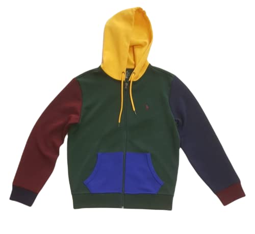 Image of Polo Ralph Lauren Double Knit Tech Fleece Hoodie (Medium, Green Colorblock)
