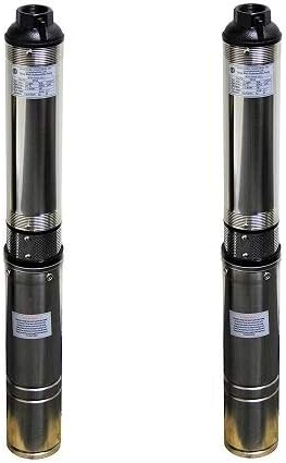 Hallmark Industries MA0419X-12A Deep Well Submersible Pump, 2 hp, 230V, 60 Hz, 35 GPM, 400' Head, Stainless Steel, 4" (2-(Pack))