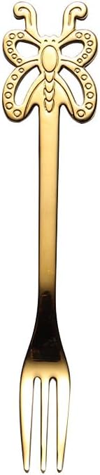 Silverware Flatware Set, 1/4/6/8/10pcs Creative 304 Stainless Steel Fork Fruit Fork(Gold,10Pcs)