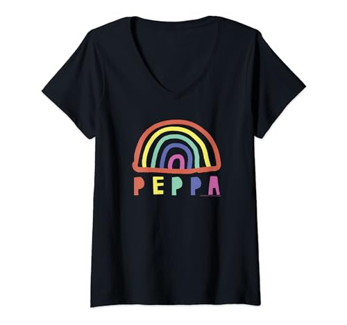 Peppa Pig t-shirt arc-en-ciel en coton avec col V original pour enfant