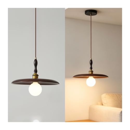 Plafonnier moderne en bois de noyer et design scandinave blanc 35cm