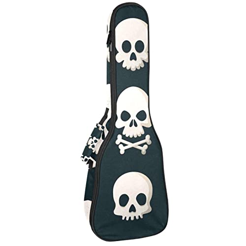 Sac à dos pour ukulélé de concert et soprano noir rembourré 10 mm motif crânes