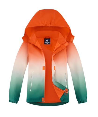 Image of MGEOY Kids Rain Jacket, Waterproof Lightweight Hooded Windbreaker for Boys Girls 4-14Y