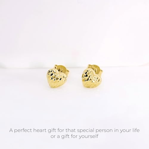 forme di Lucchetta - 14k Gold Puffed Heart Textured 7mm Stud - Womens Italian Earrings from Italy 6