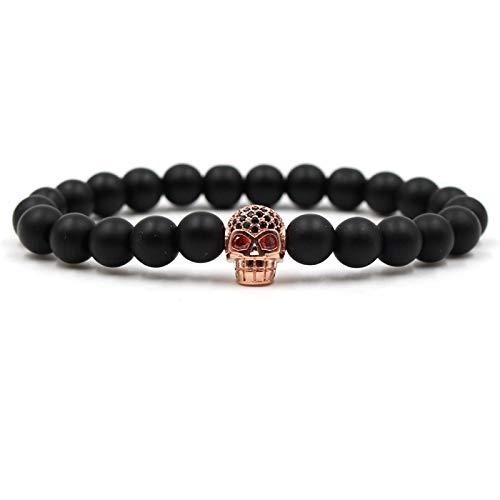 Bracelet en pierre naturelle rose et zircon noir : le glamour mode pour femmes élégantes