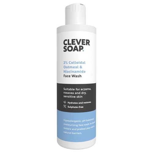 Clever Soap 2% Colloidal Oatmeal & Niacinamide Face Wash - Gentle, Hydrating Facial Cleanser - Suitable For Eczema, Rosacea, Psoriasis & Dry, Sensitive Skin - Daily Skincare For Women & Men