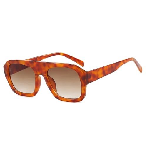 Lunettes de soleil pour femmes style rétro punk à verre dégradé thé ambré UV400