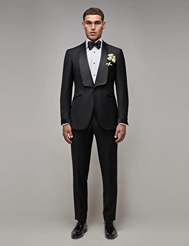 Men's Formal Dinner Casual Suit Two Pieces One Button Shawl Lapel Tuxedo2
