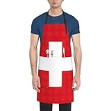 Tissu Oxford imperméable : ce tablier de pâtisserie imprimé drapeau suisse pour femme est fabriqué en tissu Oxford imperméable 100 % polyester, respirant, léger et résistant aux taches d'huile, d'eau et de nourriture, parfait pour les boulangers ou les cuisiniers à domicile.