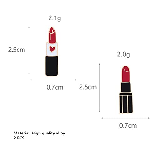 Image of Red Lip Lipstick Enamel Lapel Brooch Pin for Women (2 PCS 1#)