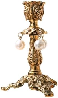 Unique Vintage Brass Flower Carved Candle Holder | Gold Metal Can...