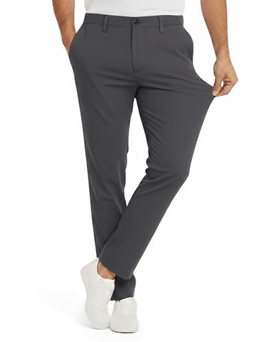 JACK & JONES Chino Hose Herren Slim Fit – Stretch, Mid Rise, Umschlag-Saum – Performance Pants aus recyceltem Polyester – Größe: 32W / 32L – Farbe: Asphalt