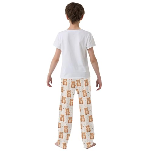 Cute Bear Star Long Pajama Pants Elastic Waist PJ Bottoms with Pockets S A1129724