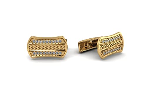 RATNAVALI ARTS 0.30 Carat Diamond Special Occasions Cufflinks in 925 Sterling Silver Yellow Gold Plated April Birthstone Cufflinks Wedding Men's Business Gift Jewelry Box | Valentine's Gift