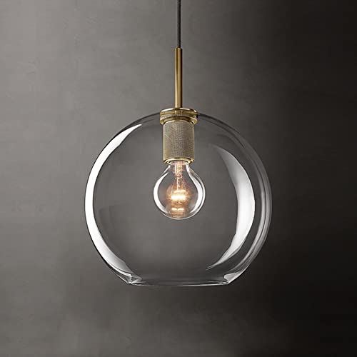 XYBGTYUO Brass Globe Pendant Light Fixture Industrial Clear Glass Pendant