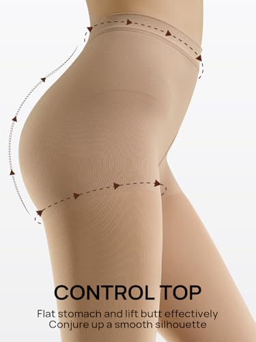 Image of MANZI Women's 2-6 Pairs Opaque Control Top Tights Comfort Stretch Pantyhose