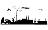 wandtattoos bremen  Wandtattoo wandaufkleber Aufkleber Wandsticker wall sticker Wohnzimmer Schlafzimmer Kinderzimmer City Stadt Bremen Skyline Landschaft 30 Farben zur Wahl wst18 motiv1 (070 schwarz, Größe1:ca.60x16cm)