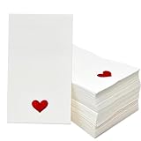 Gift Boutique Heart Guest Napkins, 100 White Disposable Paper Napkins with Metallic Red Foil Love for Valentine’s Day, Weddings & Events