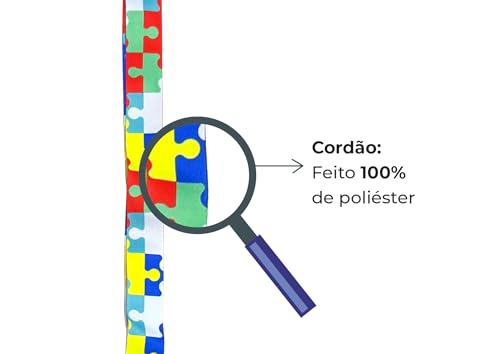 Porta Crachá Vertical Com Cordão Para Autismo/Autista Importado (Quebra Cabeça Azul)