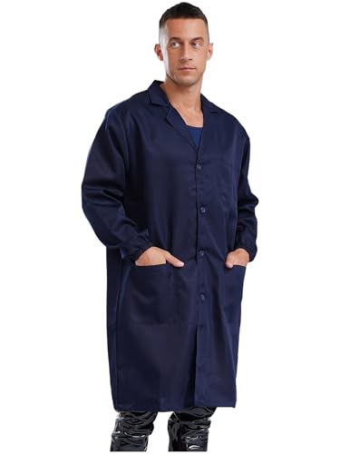 Image of CHICTRY Unisex Resistant Work Coat Lapel V Neck Long Sleeve Front Button Dustproof Jacket Lab Coat