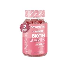 Biotine Gummies – 10.000 mcg -2 maanden levering – Haar vitaminen – Veganistisch – kauwbare haar vitaminen – Anti haaruitval en dunner worden Supplement – Haar gummies voor haargroei – Gemaakt door Novomins