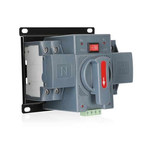 100Amp 220V AC Automatic/Manual Transfer Switch ATS 2P Manual Dual Power Changeover Electrical Switch Solar Back Up Power Auto Selector Overvoltage Undervoltage 50/60Hz CE Certified