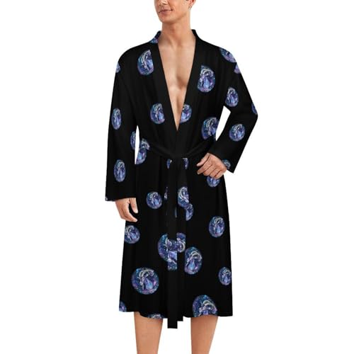 Zodiac Capricorn Sign Funny Men's Robe Lightweight Soft Bathrobe Long-sleeve Spa Robes