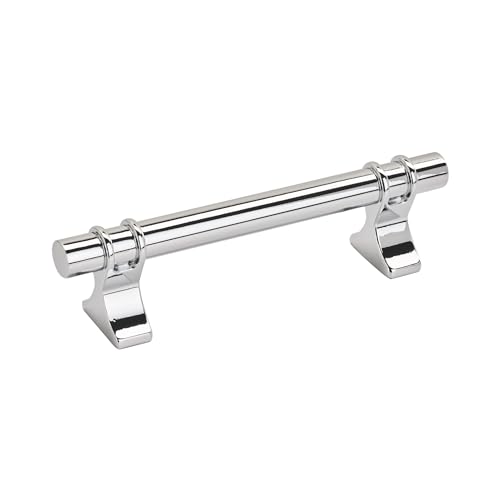 Image of Amerock | Cabinet Pull | Polished Chrome | 3-3 /4 inch (96 mm) Center to Center | Davenport | 1 Pack | Drawer Pull | Drawer Handle | Cabinet Hardware
